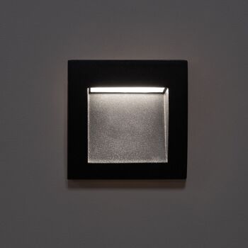 Ledkia Balise Extérieure LED 4W Encastrable Mural Carré Noir Leif Blanc Neutre 4000K 2