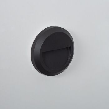Ledkia Balise Extérieure LED 1W Circulaire Murale Surface Noir Edulis Blanc Chaud 2700K 1