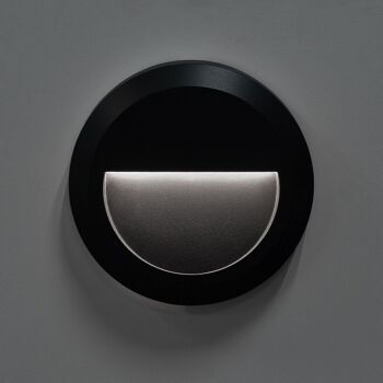 Ledkia Balise Extérieure LED 1W Circulaire Murale Surface Noir Edulis Blanc Neutre 4000K 2