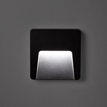 Ledkia Balise Extérieure LED 3W Carrée Surface Murale Noir Dag Blanc Neutre 4000K 2