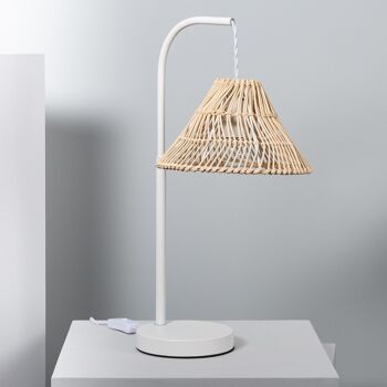 Lampe de table en rotin Ledkia Keops blanc 1