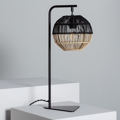 Lampe de table en rotin Ledkia Kithnos noir