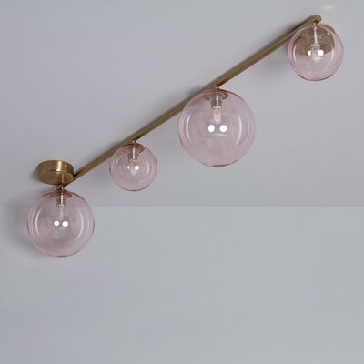 Ledkia Lámpara de Techo Metal y Cristal Moonlight Brass 4 Focos Rosa