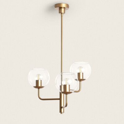 Ledkia Pendant Lamp Metal and Glass Tribubble Gold