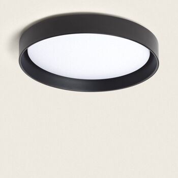 Plafonnier LED Ledkia 30W Circulaire Métal Ø550 mm CCT Sélectionnable Big Broadwey Noir 1
