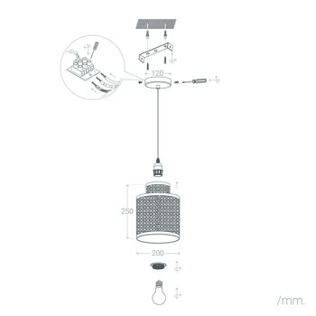 La lampe à suspension en rotin Ledkia sent la piccola naturelle 2