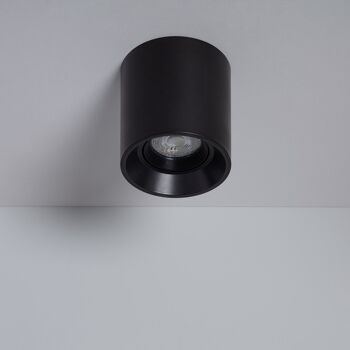 Plafonnier Ledkia Noir avec Ampoule GU10 Space Blanc Chaud 3000K 6