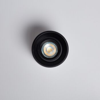 Plafonnier Ledkia Noir avec Ampoule GU10 Space Blanc Chaud 3000K 8