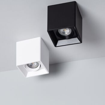 Plafonnier Ledkia Carré Blanc avec Ampoule GU10 Space Blanc Chaud 3000K 10