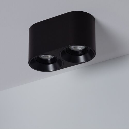 Ledkia Aplique de Techo Doble Negro con Bombilla GU10 Space Blanco Neutro 4000K