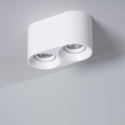 Ledkia Double White Ceiling Light with GU10 Space Bulb Warm White 3000K