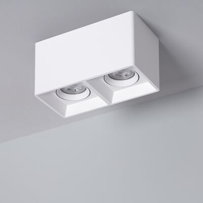 Plafoniera Ledkia Double White quadrata con lampadina GU10 Space bianco neutro 4000K