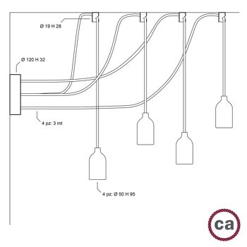 Ledkia Suspension Textile et Bois Spider Creative-Cables SPL114RN06DCGL Wengé 5