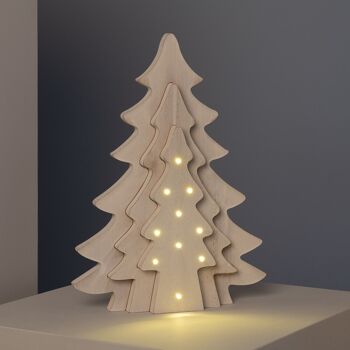 Ledkia Sapin de Noël LED en Bois avec Batterie Kolm Blanc 6