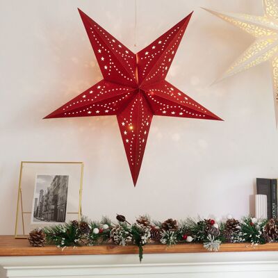 Ledkia Star Papier LED avec Batterie Parilti Rouge