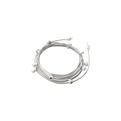 Ledkia Lumet System 12 Outdoor-Girlande.5 m mit 10 weißen E27-Lampenfassungen Creative-Cables CATE27B125 Weiß – Schwarz