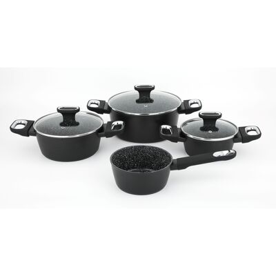 Ensemble de 7 casseroles Marburg+ Noir en noir avec poignées noires