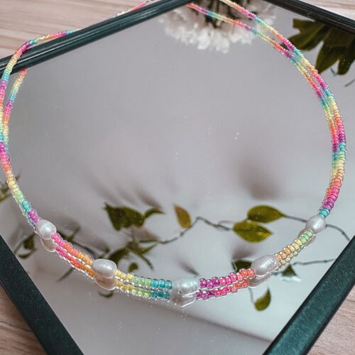 Bunte Perlenkette aus Glasperlen RAINBOW