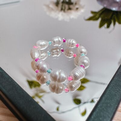 Anello di perle realizzato con perle d'acqua dolce GALAXY
