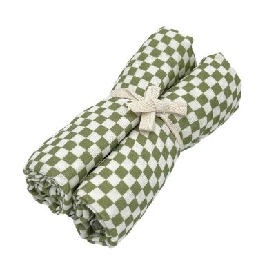 Lot De 2 Langes Damier Olive - GASPARD