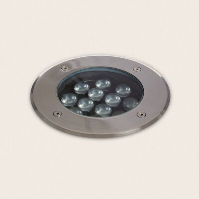 Ledkia Outdoor LED Spotlight 12W Solid Recessed Stainless Steel Floor Warm White 3000K