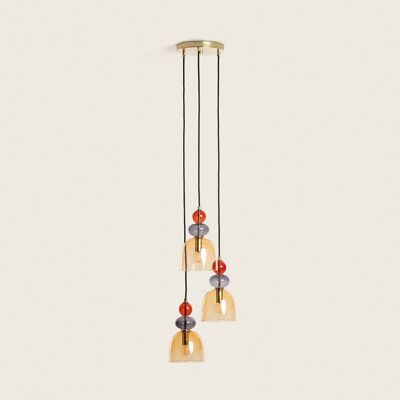 Ledkia Pendant Lamp Metal and Glass Tri Baudelaire Amber