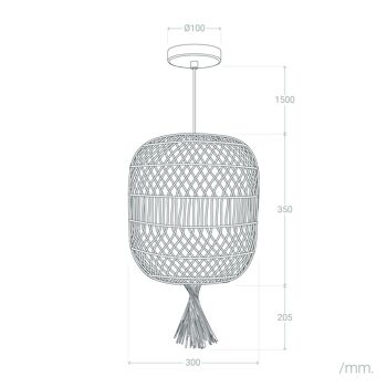 Lampe à suspension en rotin naturel Bombala Ledkia 2