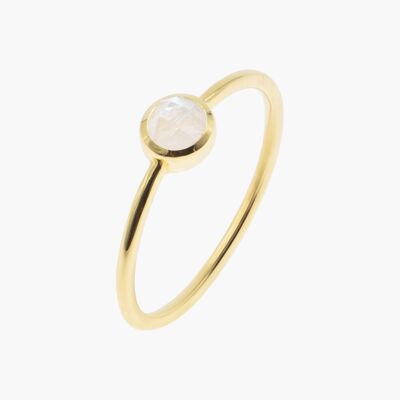 Anillo Gemia de piedra lunar bañada en oro