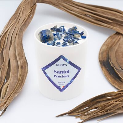 Lapis lazuli stone jewel candle - Precious Sandalwood fragrance