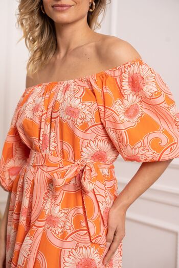 Robe longue en coton imprimé Orange Blossom - 81018 2