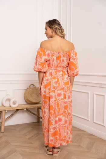 Robe longue en coton imprimé Orange Blossom - 81018 4