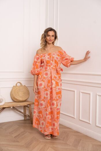 Robe longue en coton imprimé Orange Blossom - 81018 5