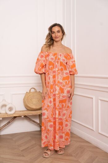 Robe longue en coton imprimé Orange Blossom - 81018 6