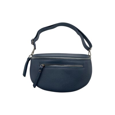 MARSUPIO 2 CERNIERE IN PELLE GRANATA 30CM BLU DENIM