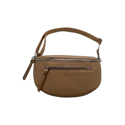 BELT BAG 2 ZIPPERS GRAINED LEATHER 30CM SAND