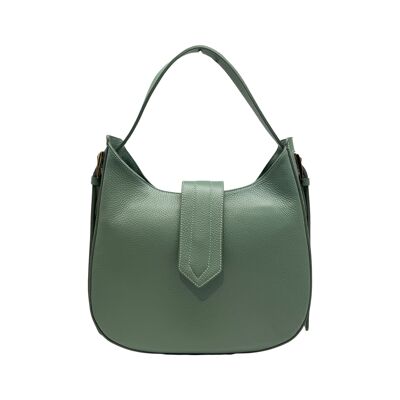 SAC PORTE EPAULE CUIR GRAINE ERICA VERT PASTEL