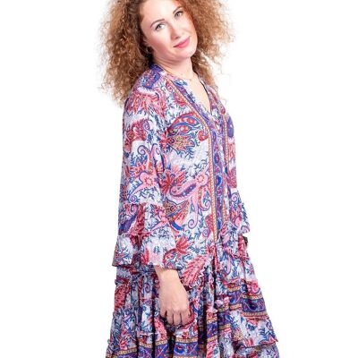 Uneven Bohemian Dress with 3/4 Sleeves