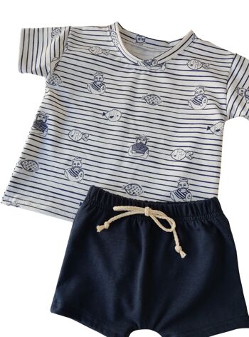 Short en lin et coton bleu Orion 4