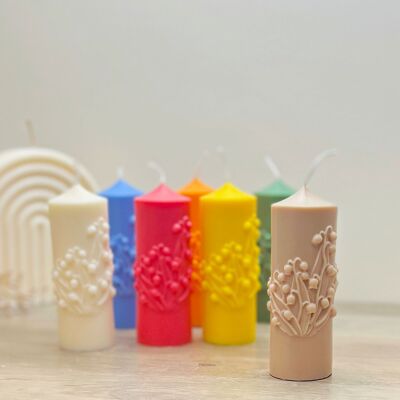 Floral Pillar Candles - Bell Flower Wedding Candles - Lily of the Valley Flowers