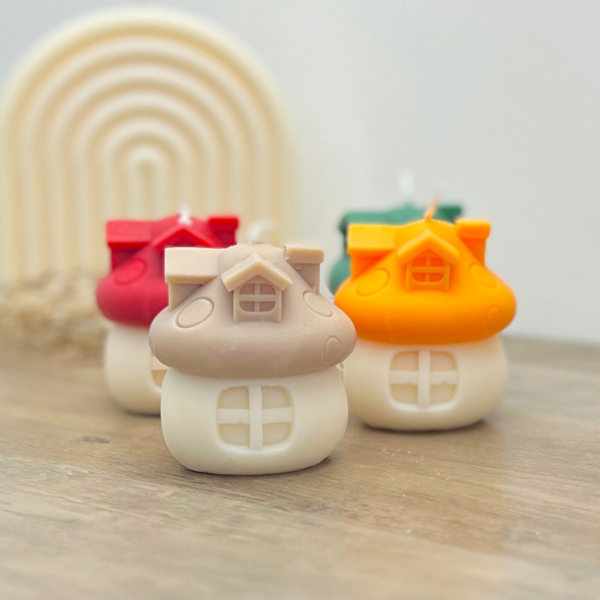 Candele per la casa di Toadstool da favola - Candela a colonna colorata - Candele eccentriche