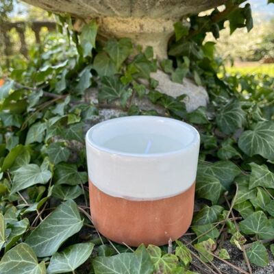 White terracotta pot scented candle