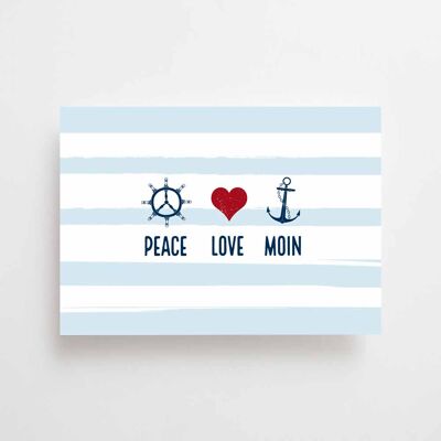 Carte postale maritime A6 - Peace Love Moin