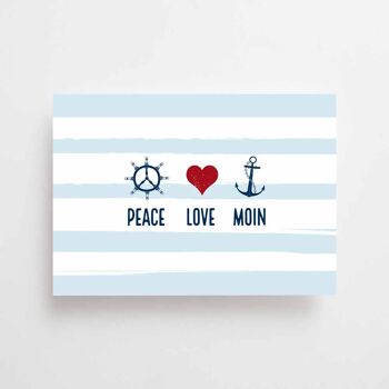 Carte postale maritime A6 - Peace Love Moin 1