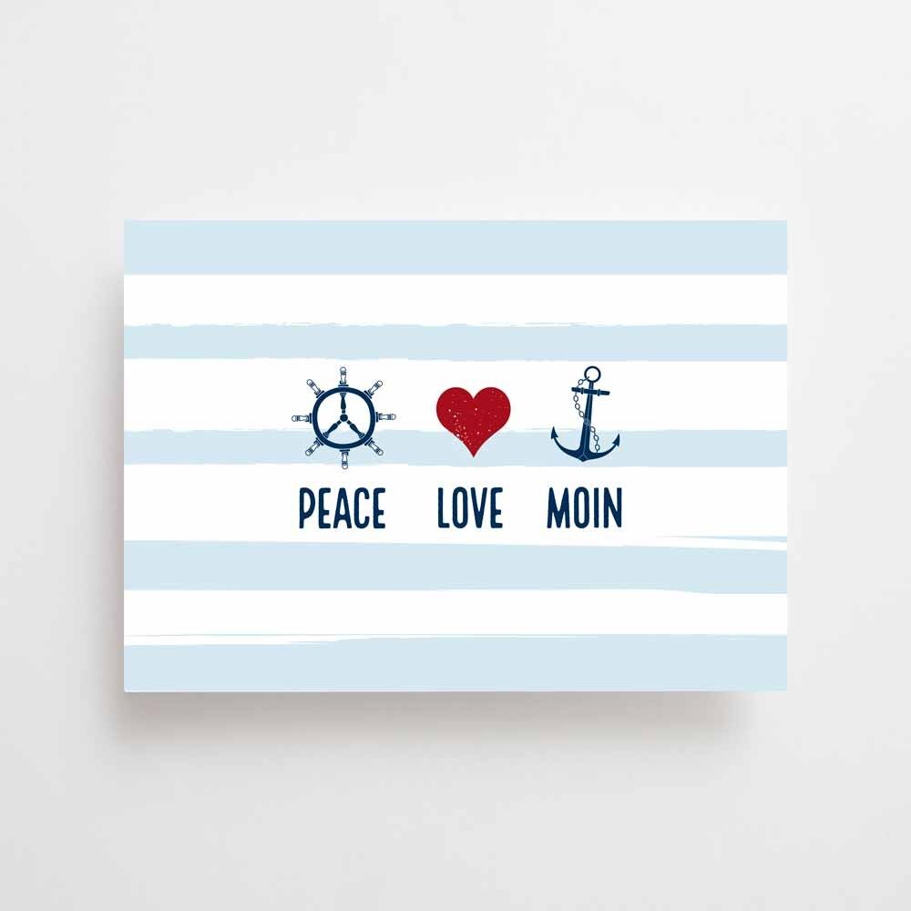 Maritime Postkarte - Peace Love Moin