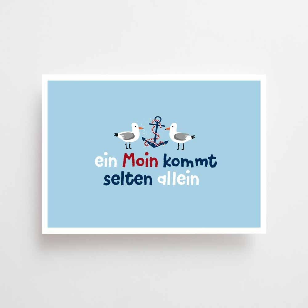 Maritime Postkarte - Moin allein