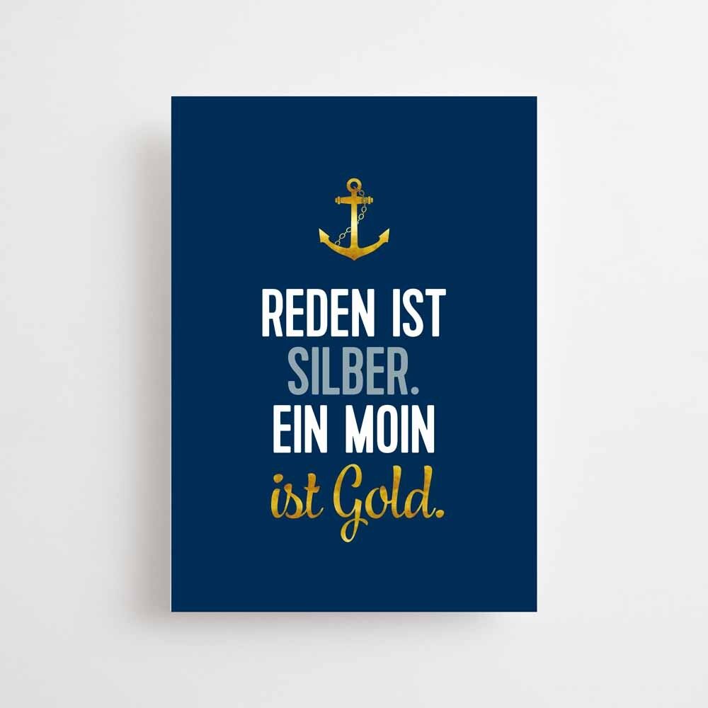 Maritime Postkarte - Ein Moin ist Gold