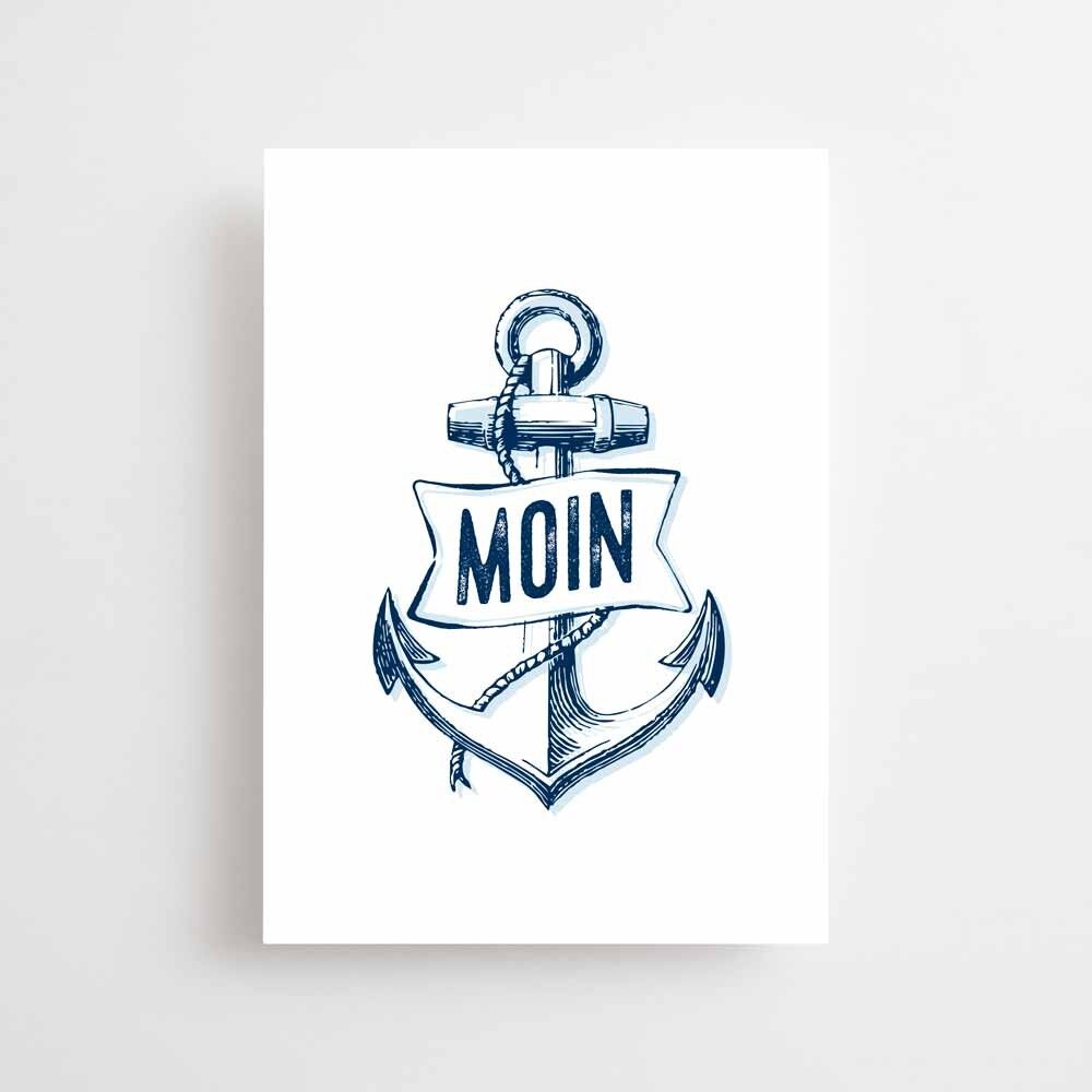 Maritime Postkarte - Moin & Anker
