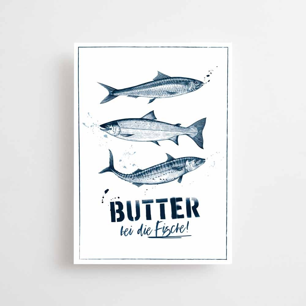 Maritime Postkarte - Butter bei die Fische
