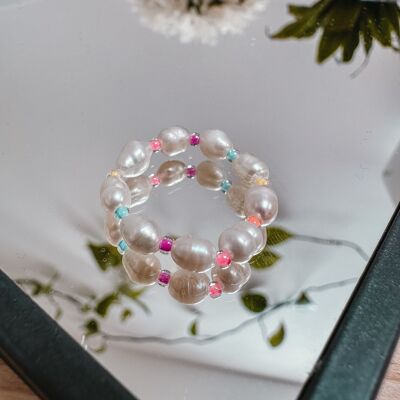 Pearl ring made of freshwater pearls SUNRISE