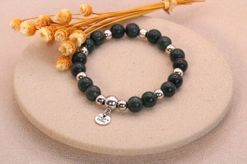 Bracelet Agate Mousse Acier Argent